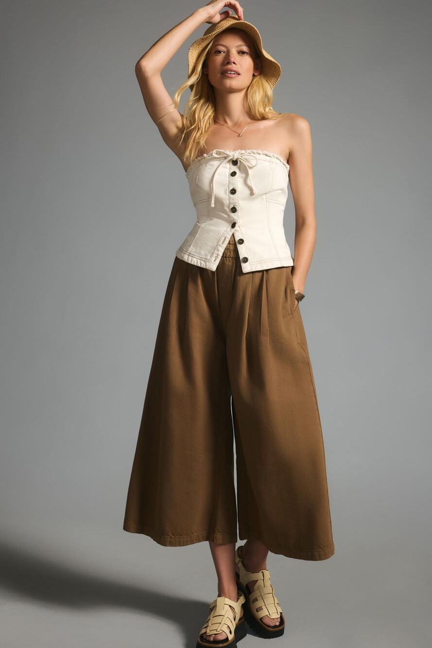 NWT Pilcro Cropped Brown Paper Bag Wide-Leg Jeans - Size Medium